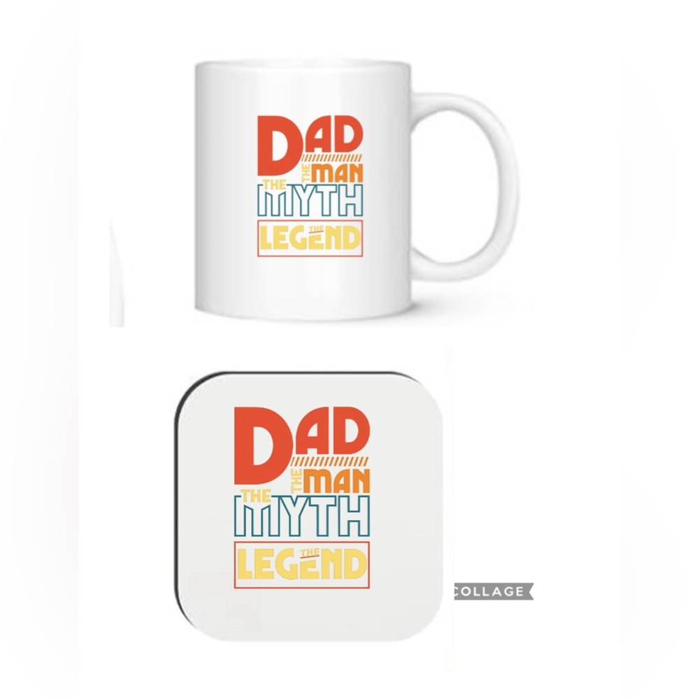 Dad the Man coffee mug with coaster
